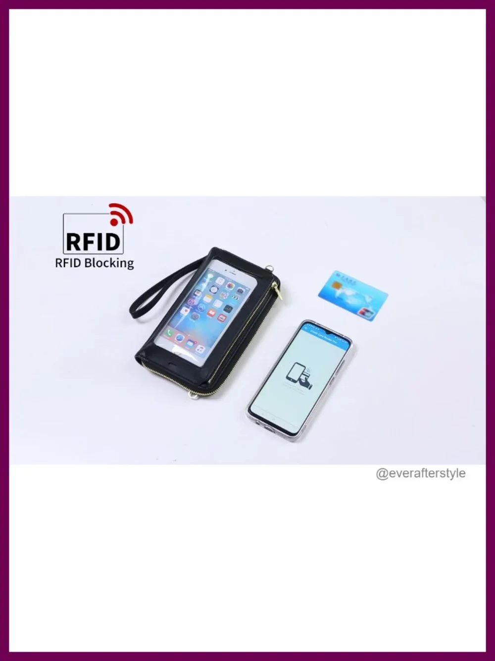 Crossbody Phone Purse RFID Blocking Touchscreen Window Faux Leather